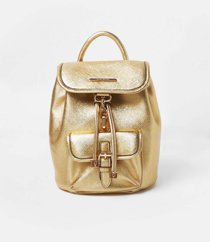 Gold metallic backpack